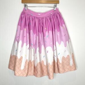 Collectif Jasmine Ice Cream Swing Skirt Womens US 8 Medium Pink